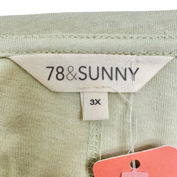 Palo Alto Back Seam Top Womens 3X Sage Green By 78 & Sunny SS Loose Fit - Picture 4 of 10